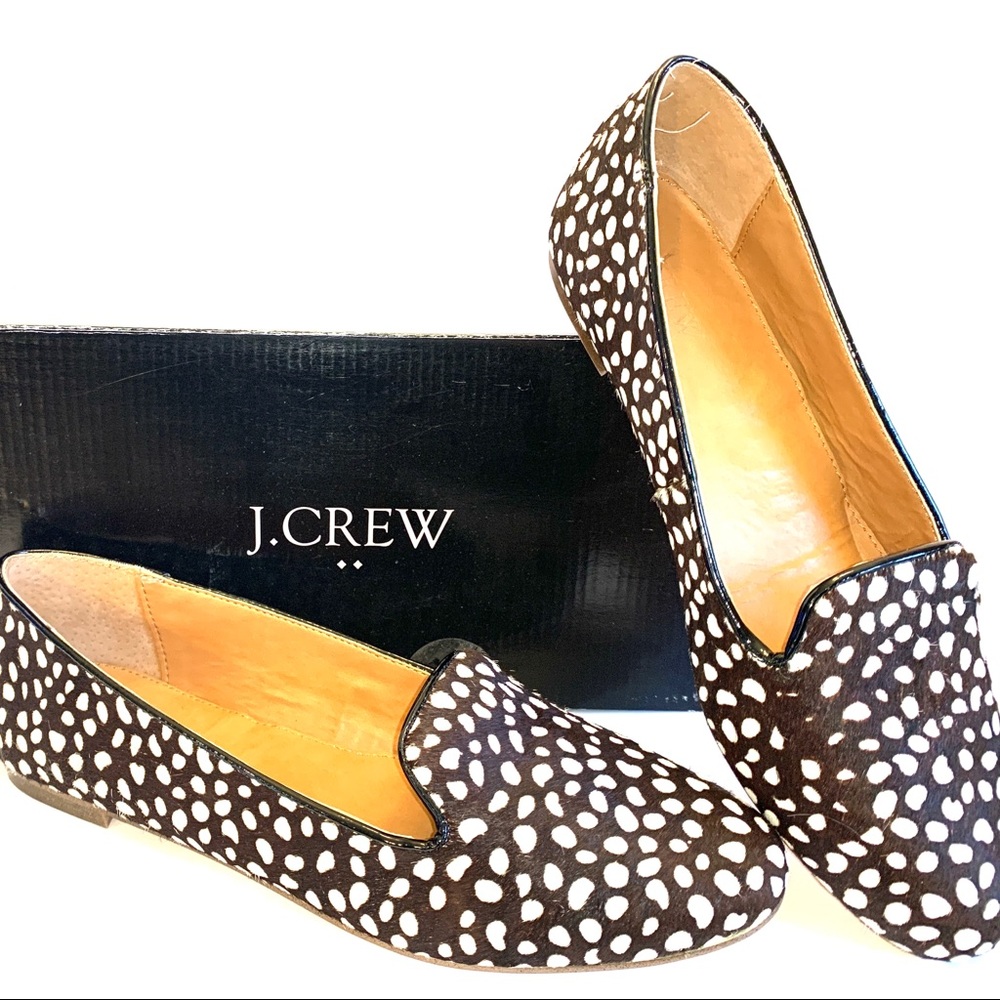 J.Crew Factory Leopard Calf Hair Cora Loafers - Picture 1 of 8